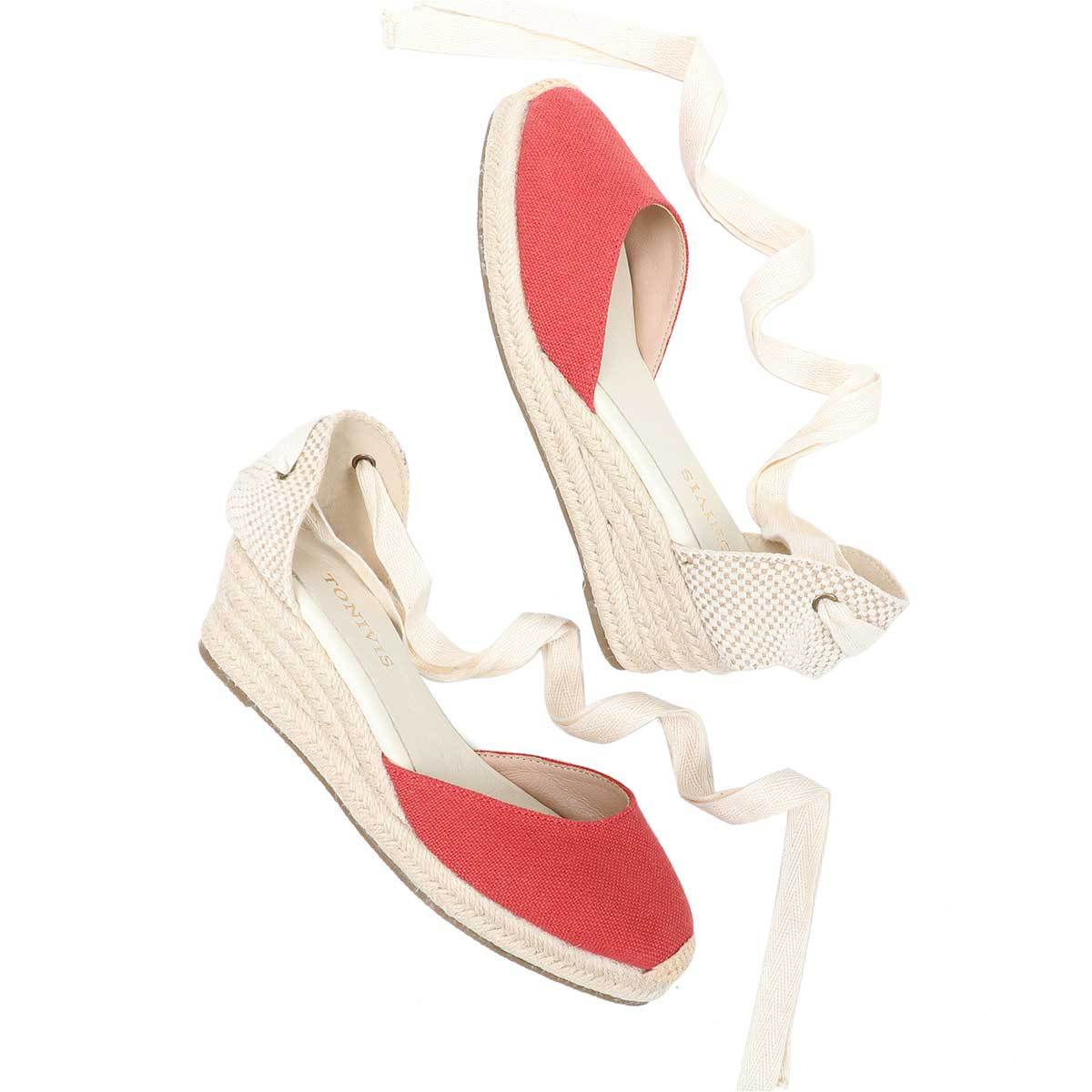 Sewing Fabric - Sandalias de cuña con cordones para