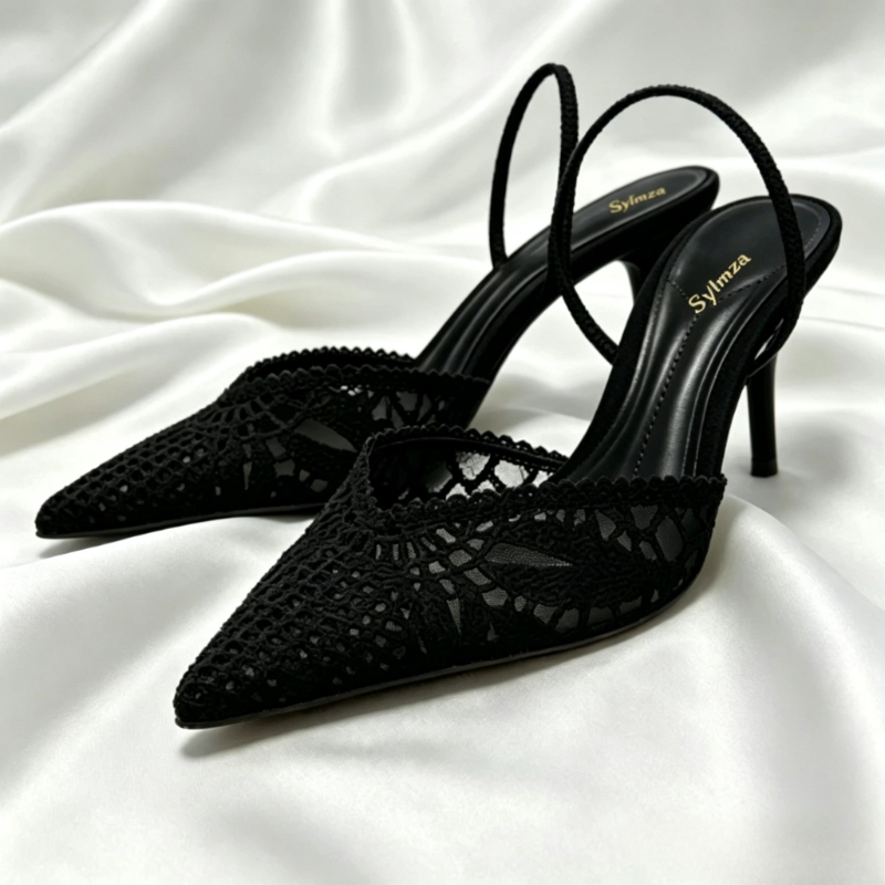 Elastic Waistband Roll - Tacones con Diseño Tejido Novedoso para