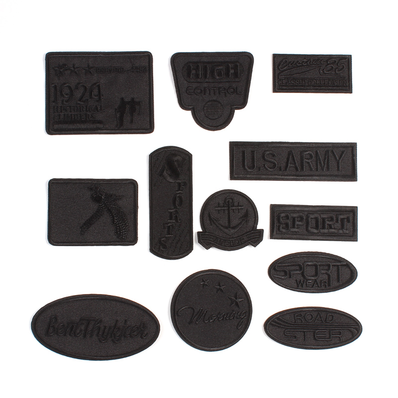 Iron On Patch - 12 Uds. Conjunto de insignias negras,