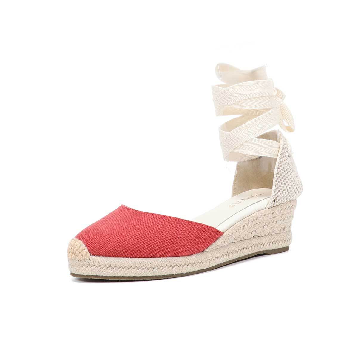Sandalias de cuña con cordones - Sewing Fabric reseña y precio