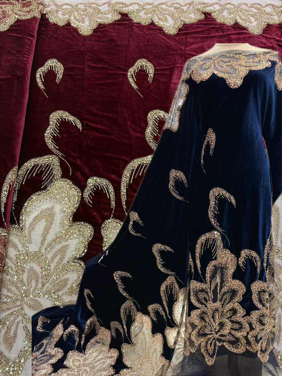 Tela de encaje pesado con cuen - Sewing Velvet Fabric reseña y precio