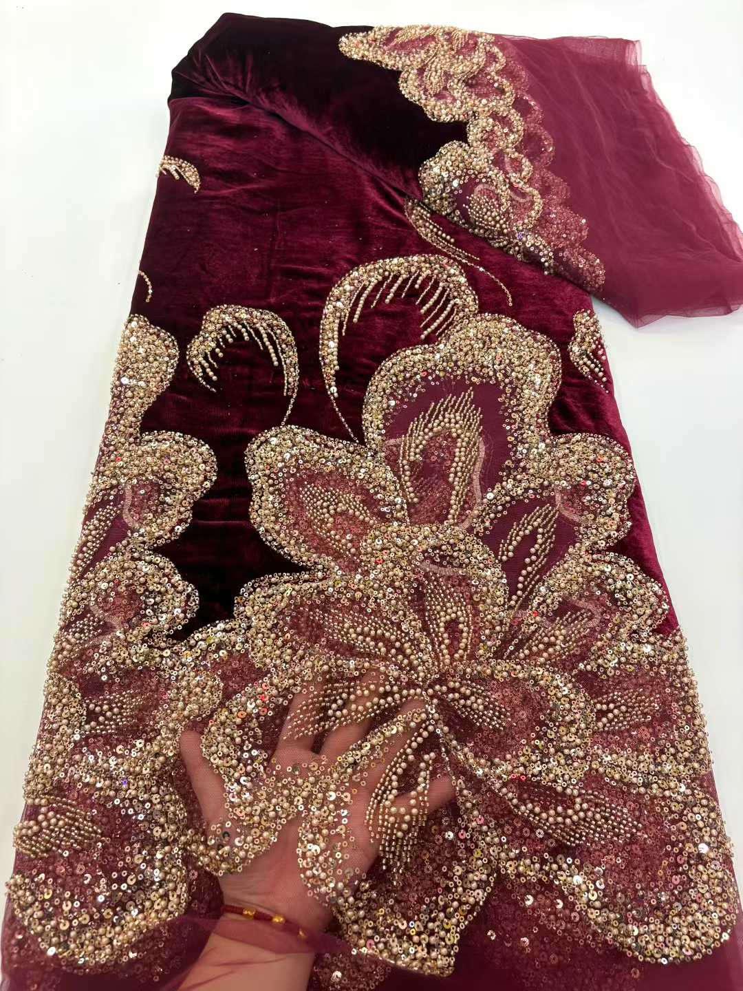 Tela de encaje pesado con cuen - Sewing Velvet Fabric reseña y precio