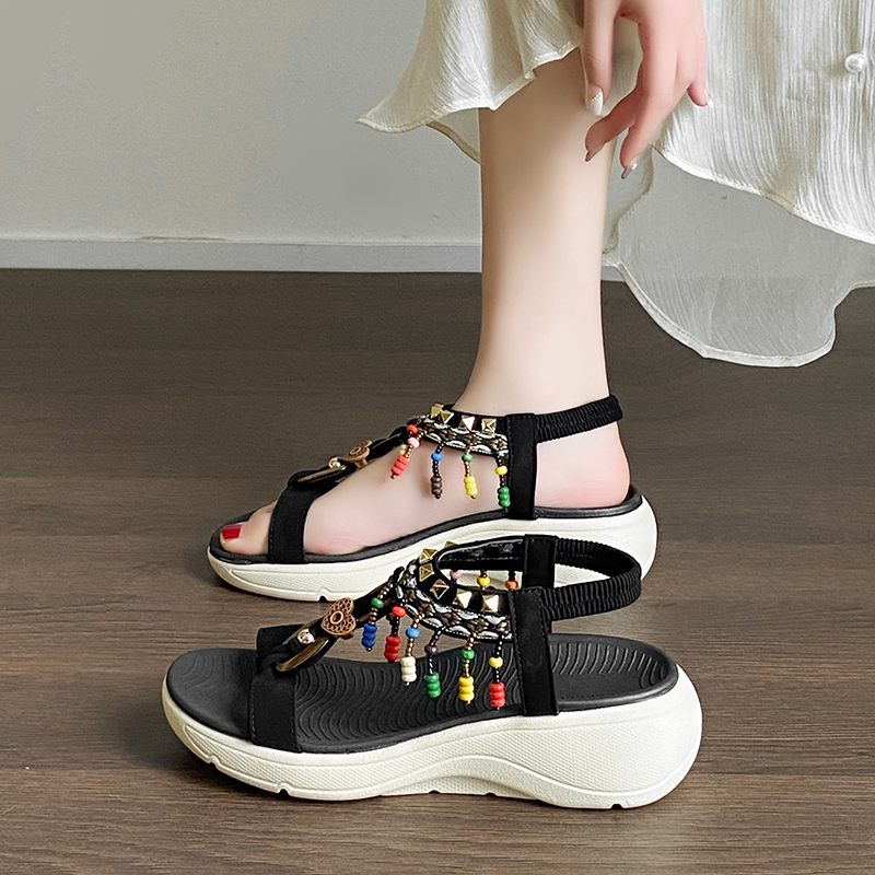 Sandalias de mujer casuales de - Elastic Waistband Roll reseña y precio
